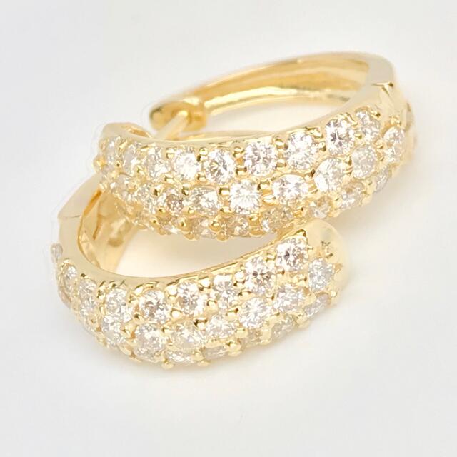 天然ダイヤモンド 1.00ct 中折れ式パヴェフープピアス K18の通販 by