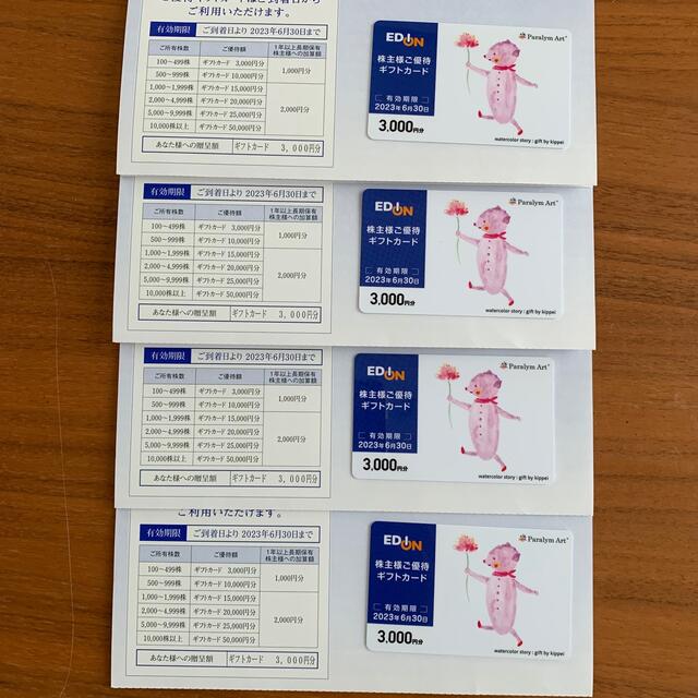 エディオン 株主優待ギフトカード 12,000円分 - ショッピング
