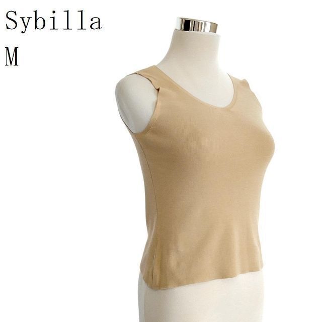 Sybilla(シビラ)のシビラ ノースリーブニット タンクトップ コットンニット ベージュ M d99 レディースのトップス(ニット/セーター)の商品写真