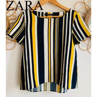 ザラ(ZARA)の美品　ZARA ザラ　トップス　Tシャツ　マルチストライプ　ストライプ　人気(Tシャツ(半袖/袖なし))