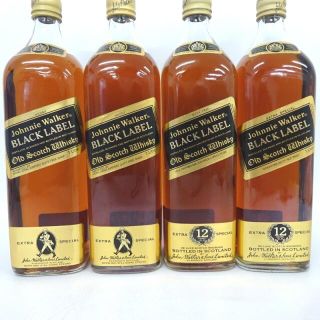 未開封★Johnny Walker【ジョニーウォーカー】 ブラックラベル 12年 黒キャップ 4本セット 1000/1125ml 箱なし