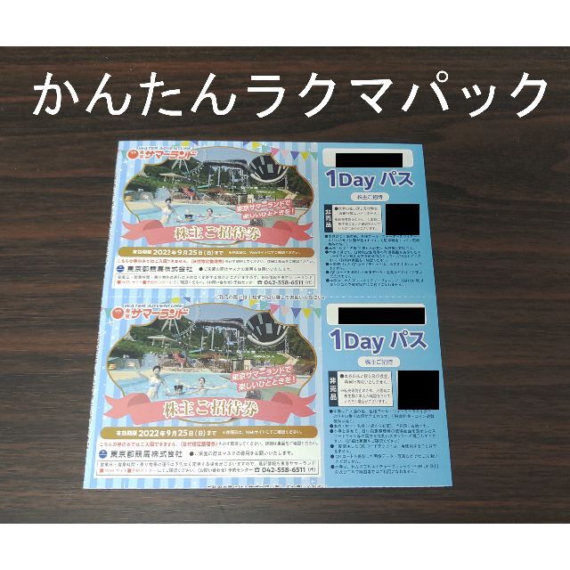 2枚・追加可】東京サマーランド 株主ご招待券（東京都競馬 株主優待券