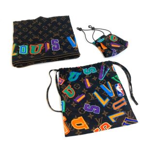 ルイヴィトン(LOUIS VUITTON)のルイヴィトン LOUIS VUITTON NBA モノグラム レターズ  MP3031 スカーフ マスクカバー ポーチ セット マスク コットン ブラウン 未使用(その他)