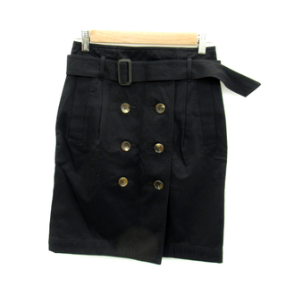 マカフィー(MACPHEE)のマカフィー トゥモローランド 台形スカート トレンチスカート ベルト付 36 黒(ひざ丈スカート)