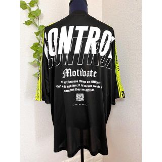 メッシュ袖ラインバックロゴTシャツ 大きいサイズ 5L(Tシャツ/カットソー(半袖/袖なし))