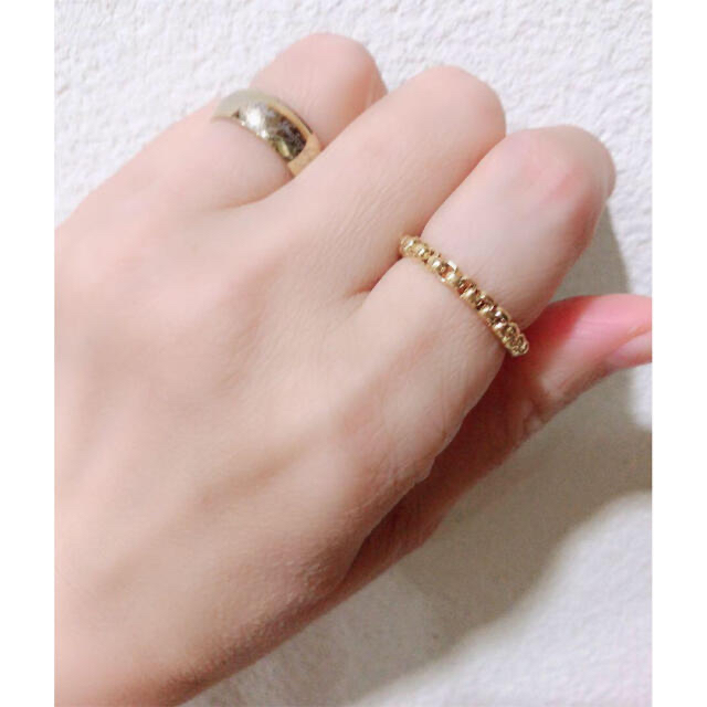 【ギフト推奨】錆びない18金厚 ❤️チェーンリング　アンクレット　ブレスレット レディースのアクセサリー(リング(指輪))の商品写真