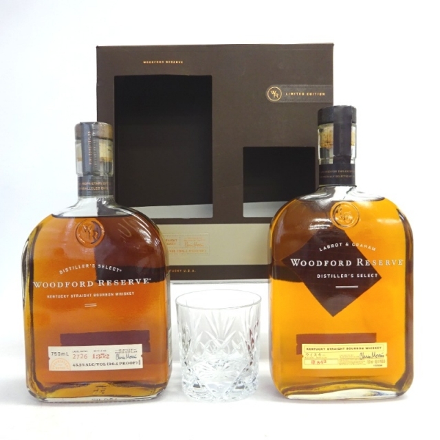 未開封★WOODFORD RESERVE【ウッドフォード・リザーブ】 2本セット 750ml グラス付 箱なし