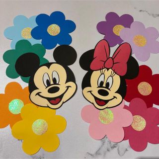 ディズニー(Disney)の壁面☆飾り☆ディズニー☆ミッキー☆ミニー☆お花☆フラワー(型紙/パターン)