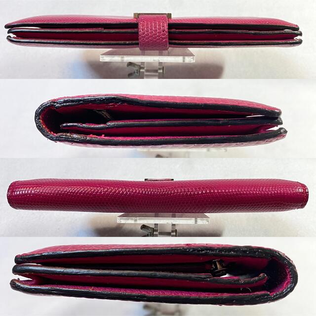正規品☆エルメス ベアン リザード 長財布 マゼンダピンク系