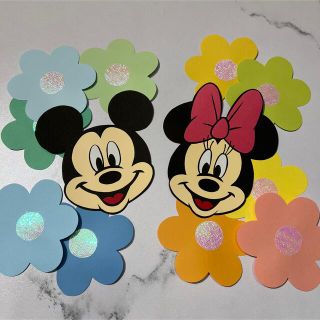 ディズニー(Disney)の壁面☆飾り☆ディズニー☆ミッキー☆ミニー☆お花☆フラワー(型紙/パターン)