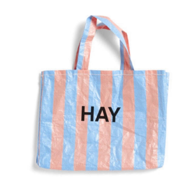 HAY Candy stripe shopper bag ブルーオレンジ レディースのバッグ(トートバッグ)の商品写真