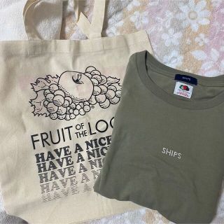 シップスフォーウィメン(SHIPS for women)の【新品未使用】ＦＲＵＩＴ　ＯＦ　ＴＨＥ　ＬＯＯＭ×ＳＨＩＰＳ：ロゴトップス◇(Tシャツ/カットソー(半袖/袖なし))