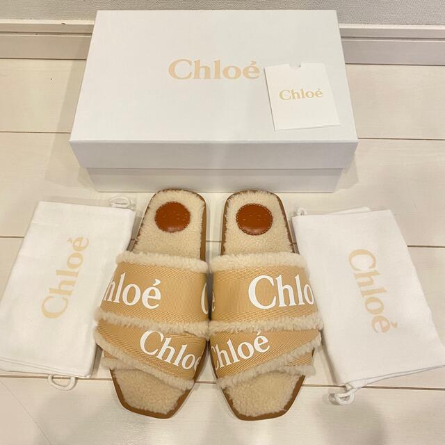 Chloe(クロエ)の今期新品未使用Chloe クロエ キャンバス WOODY  ボア サンダル　37 レディースの靴/シューズ(サンダル)の商品写真