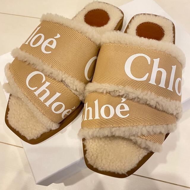 Chloe(クロエ)の今期新品未使用Chloe クロエ キャンバス WOODY  ボア サンダル　37 レディースの靴/シューズ(サンダル)の商品写真