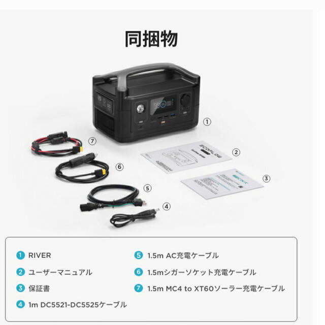 [新品未開封]EcoFlow ポータブル電源 RIVER 288Wh スポーツ/アウトドアのアウトドア(その他)の商品写真