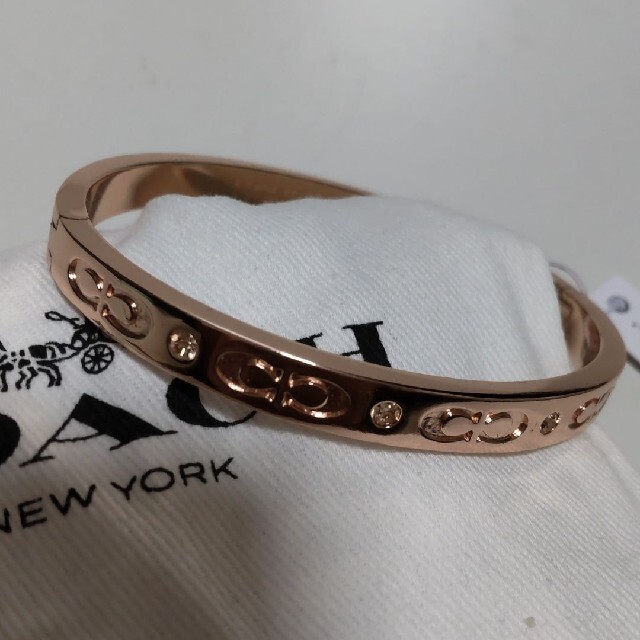 新品】コーチCOACH バングル シルバー色ラインストーンC ハワイ購入品