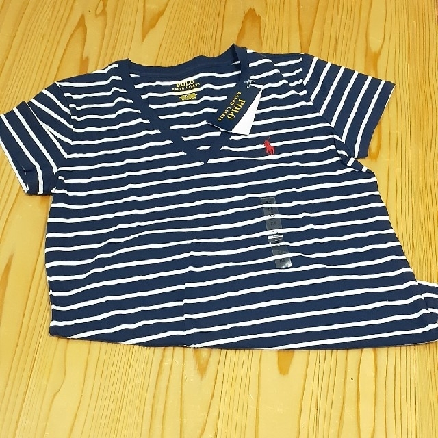 POLO RALPH LAUREN(ポロラルフローレン)の★POLO RALPH LAUREN VﾈｯｸﾎﾞｰﾀﾞｰTｼｬﾂ★ レディースのトップス(Tシャツ(半袖/袖なし))の商品写真