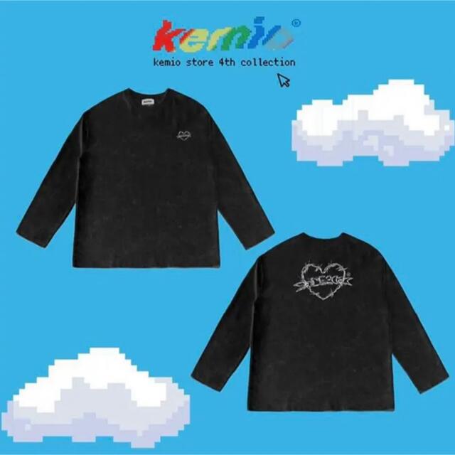 kemio HEART LONG t-shirt black ロンt Sサイズトップス