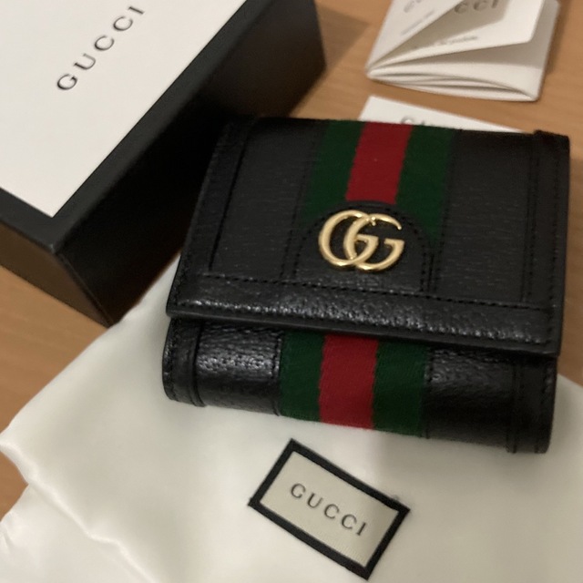 Gucci - GUCCI オフィディア　GGウェブ　折りたたみ財布　ブラック