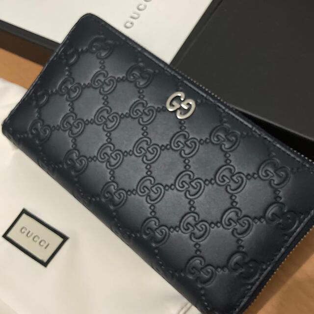 G - グッチ DORIAN ドリアン グッチシマレザー ラウンドジップ 長財布