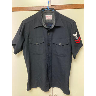 SANFORD SHIRT CO7ミリタリーシャツ/ビンテージ/レーヨン/S/黒(シャツ)