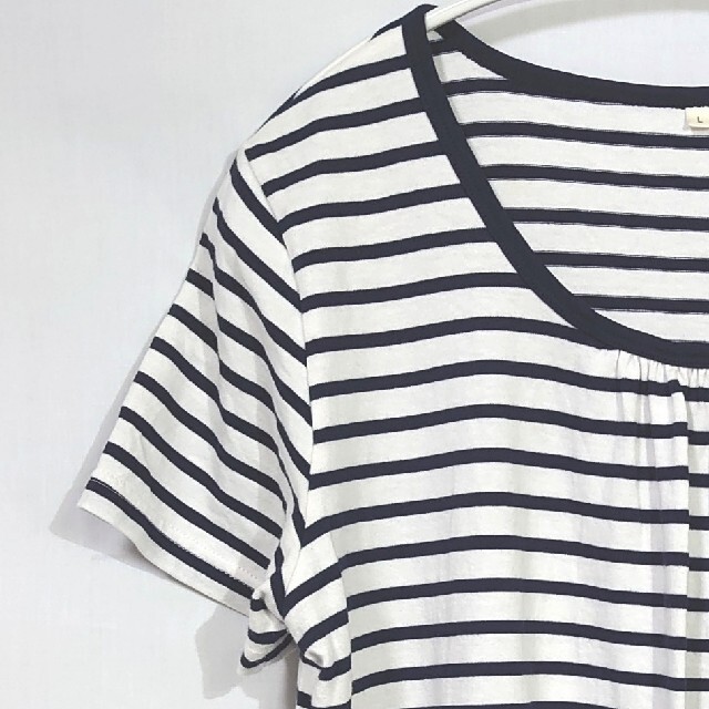 AEON(イオン)のTOPVALUE トップバリュー ボーダーTシャツ L 白 黒 ホワイト レディースのトップス(Tシャツ(半袖/袖なし))の商品写真