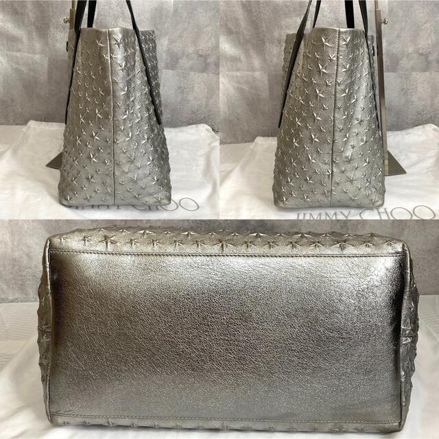 【美品】JIMMY CHOO SARA/M プラチナム エンボススターTOTE