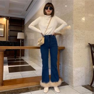 エピヌ(épine)のお取り置きbell jeans blue×beige feather fur(デニム/ジーンズ)