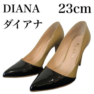 ダイアナ(DIANA)のDIANA ダイアナ ハイヒールパンプス 23cm ベージュ×ブラック エナメル(ハイヒール/パンプス)