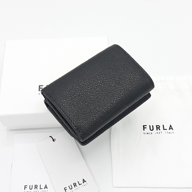 スナップ外側【新品 新作】FURLA　三つ折財布　フルラ　ブラック