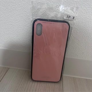 iPhoneケース　ピンク　ガラス　iPhoneX スマホカバー(iPhoneケース)