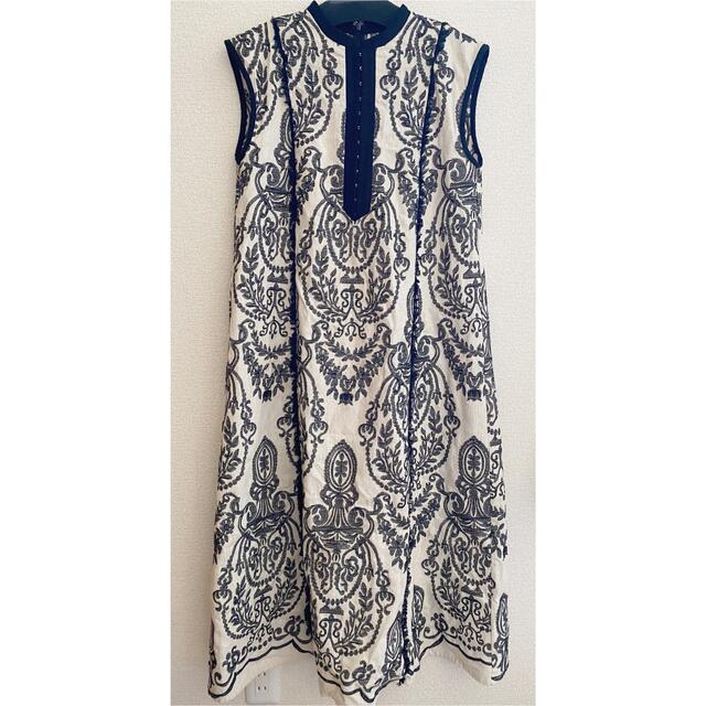 Ameri VINTAGE - AMERI DAMASK EMBROIDERY LINEN DRESSの通販 by