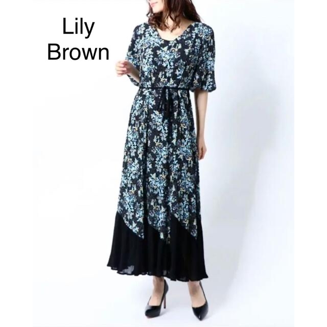 Lily Brown ドット花柄ワンピース