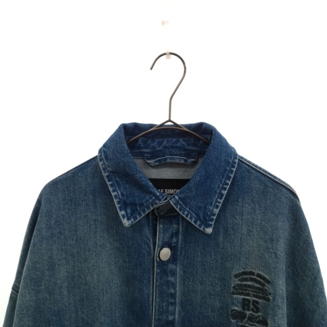 RAF SIMONS(ラフシモンズ)のRAF SIMONS ラフシモンズ 19AW BIG FIT DENIM SHIRT ロゴ刺繍 オーバーサイズデニムシャツジャケット インディゴ メンズのジャケット/アウター(Gジャン/デニムジャケット)の商品写真