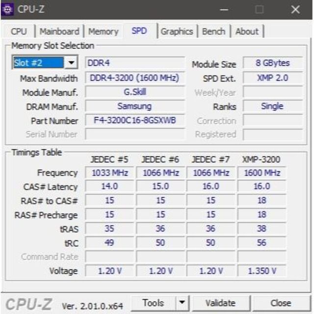 G.SKILL 16GB F4-3200C16D-16GSXWB (204 スマホ/家電/カメラのPC/タブレット(PCパーツ)の商品写真