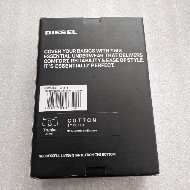 DIESEL(ディーゼル)のディーゼルコットントランクス 新品未使用 黒 ３枚セット メンズのアンダーウェア(トランクス)の商品写真