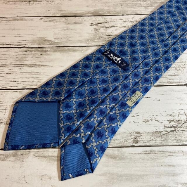 即納新品】 Hermes - エルメス HERMES ネクタイ ブルー エンブレム 総