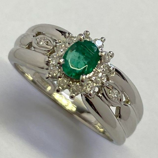 Pt900 天然エメラルドリング E0.35ct サイズ12.5号 5.6g-dypamak.org