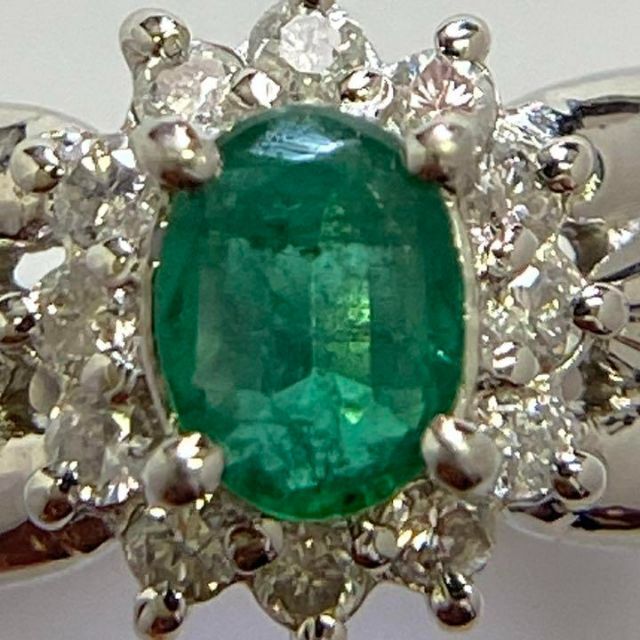 Pt900 天然エメラルドリング E0.35ct サイズ12.5号 5.6g 最高級の