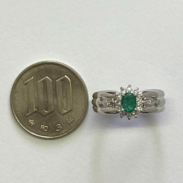 Pt900 天然エメラルドリング E0.35ct サイズ12.5号 5.6g 最高級の
