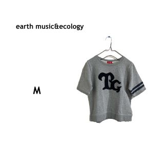 アースミュージックアンドエコロジー(earth music & ecology)の【ロゴ刺繍スウェットプルオーバー　半袖　M グレー】(Tシャツ(半袖/袖なし))