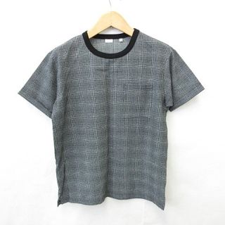 エディフィス(EDIFICE)のエディフィス EDIFICE Tシャツ 半袖 チェック 黒 グレー ブラック M(Tシャツ/カットソー(半袖/袖なし))