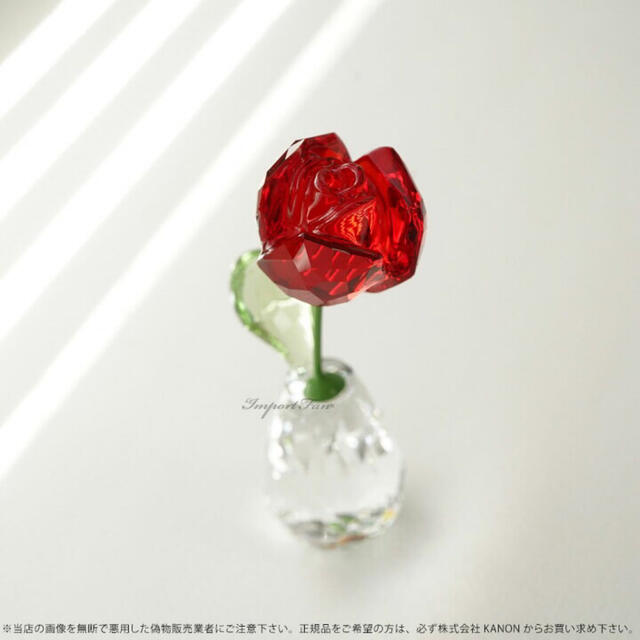 スワロフスキー バラ レッドローズ 花 Swarovski ギフト プレゼント - 置物