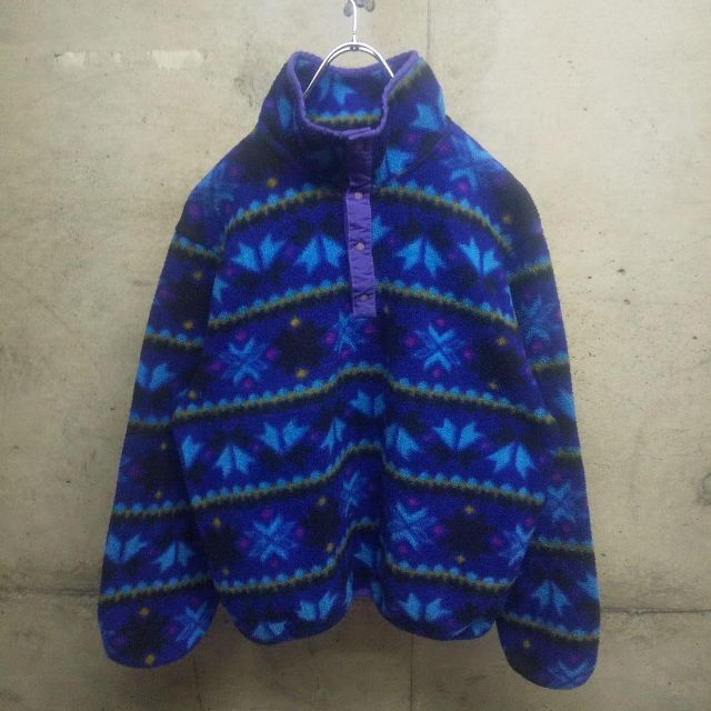 90s L.L.BEAN / エルエルビーン フリース スナップT 雪柄 USA