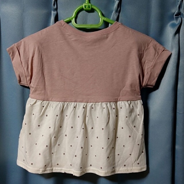 女児100cm 綿 半袖ワンピース スモークピンク キッズ/ベビー/マタニティのキッズ服女の子用(90cm~)(ワンピース)の商品写真