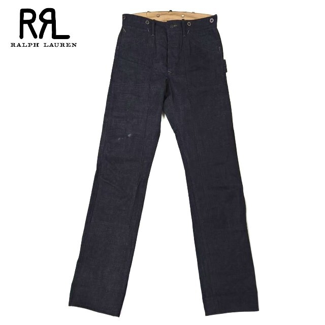 新品 RRL 最高級ダークインディゴリジットデニムダブルニーワークパンツ W28