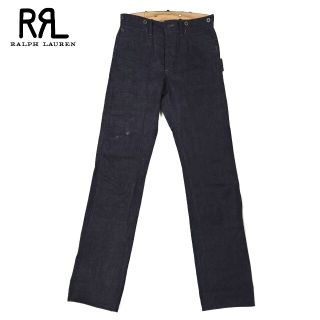 ダブルアールエル(RRL)の新品 RRL 最高級ダークインディゴリジットデニムダブルニーワークパンツ W28(デニム/ジーンズ)