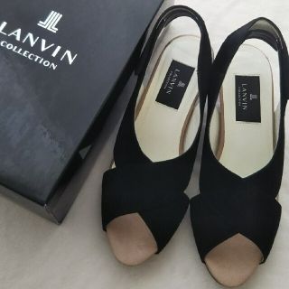 ランバン(LANVIN)のLANVIN ブラック ウェッジソール サンダル 24.5 ランバン(サンダル)