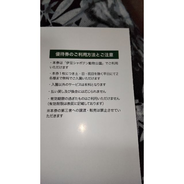 伊豆シャボテン動物公園ご招待券（平日）2名様分 チケットの施設利用券(動物園)の商品写真