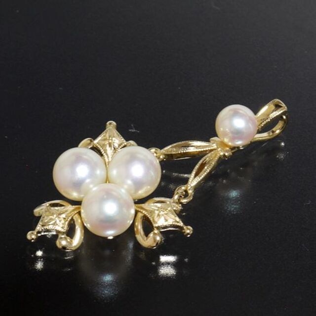 ミキモト MIKIMOTO アコヤパール 4P ネックレス トップ K14YG25g付属